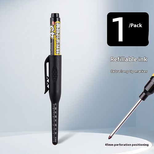 45mm Deep Hole Long Nib Head Markers Deep Drill Hole Long Nib Scriber Mechanical Carpentry Marker Pen for Bathroom Woodworking