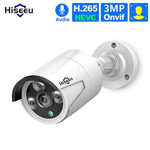 Hiseeu 5MP Audio IP Security Surveillance Camera POE H.265 Outdoor Waterproof IP66 CCTV Camera P2P Video Home for POE NVR
