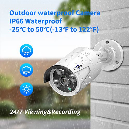 Hiseeu 5MP Audio IP Security Surveillance Camera POE H.265 Outdoor Waterproof IP66 CCTV Camera P2P Video Home for POE NVR
