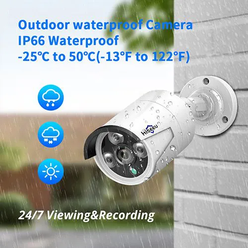 Hiseeu 5MP Audio IP Security Surveillance Camera POE H.265 Outdoor Waterproof IP66 CCTV Camera P2P Video Home for POE NVR