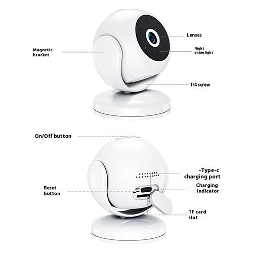 HD night vision camera, ultra-wide angle 1080P, new home magnetic small camera