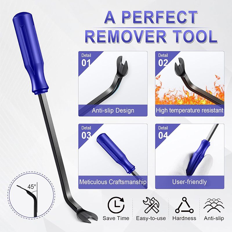 Auto Trim Removal Tool Kit - 5-Piece No Scratch Pry Tool Set for Car Panel and Dashboard Removal - Includes Door Panel Tools, Push Rivets, Car Clips - Essential for Interior Trim Work