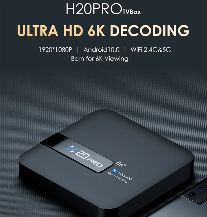 H20PRO Smart TV Box Android 10.0 TV BOX Allwinner H618 Dual Wifi Quad Core 1080P Video TV BOX 2GB 16GB 2.4&5G 4K HD Voice Assistant Media player Android Play Store Very Fast 1080P Set top box