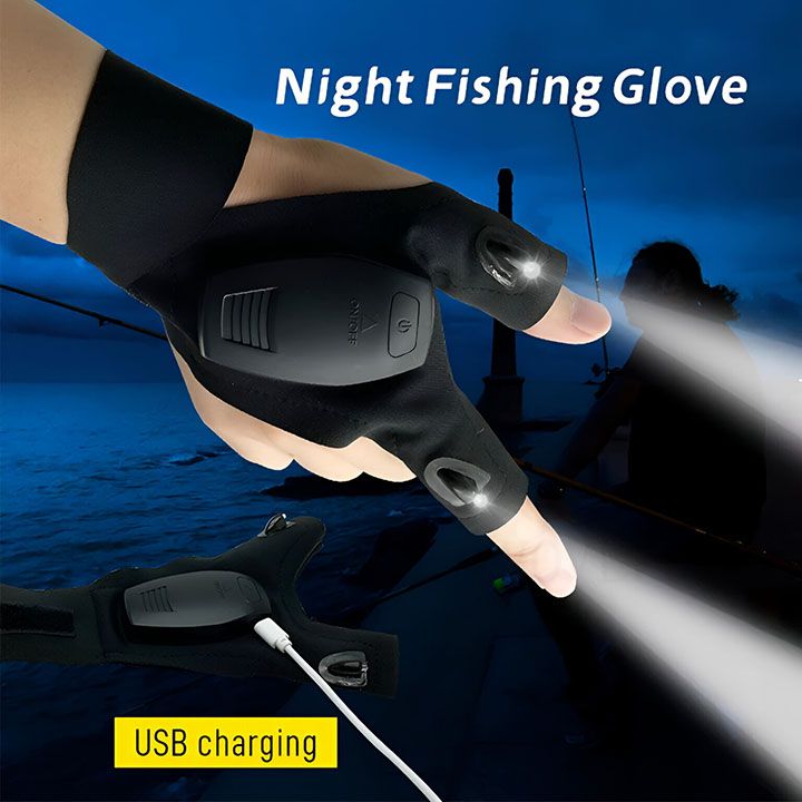 New Arrivals Fingerless Glove LED Flashlight Waterproof Torch Outdoor Tool Fishing Camping Hiking Survival Rescue Multi Light Tool