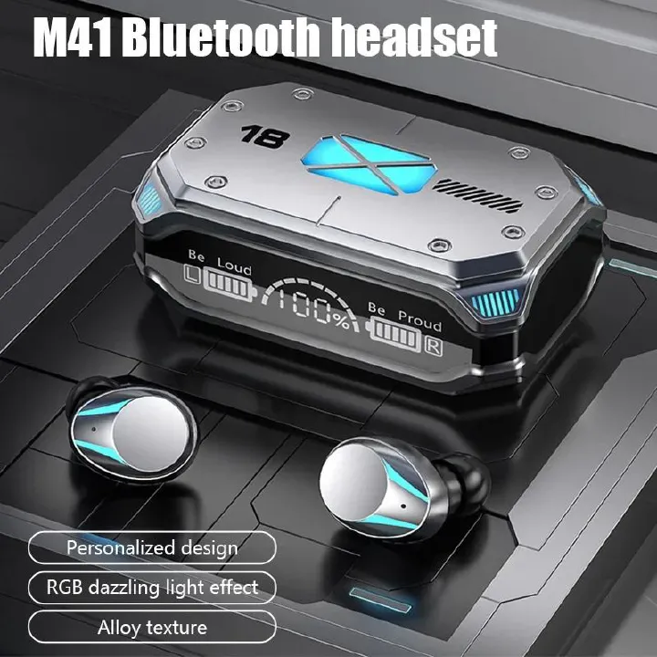 M41 Bluetooth Earphone Wireless Headphone Smart Touch Digital Display Stereo Earbuds With Colour Light Magnetic Suction Headset