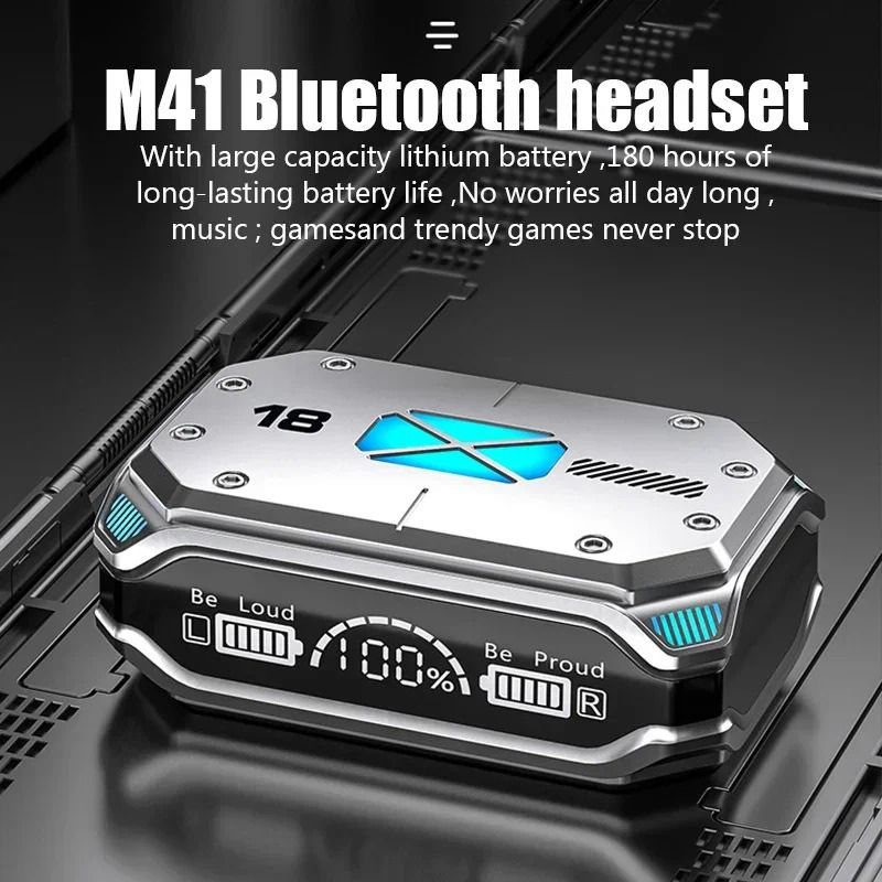 M41 Bluetooth Earphone Wireless Headphone Smart Touch Digital Display Stereo Earbuds With Colour Light Magnetic Suction Headset