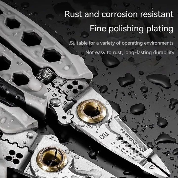 9 in 1 multifunctional electrician pliers 7-inch wire strippers Cable Stripping Crimping Striping External hex wrench Hand tools