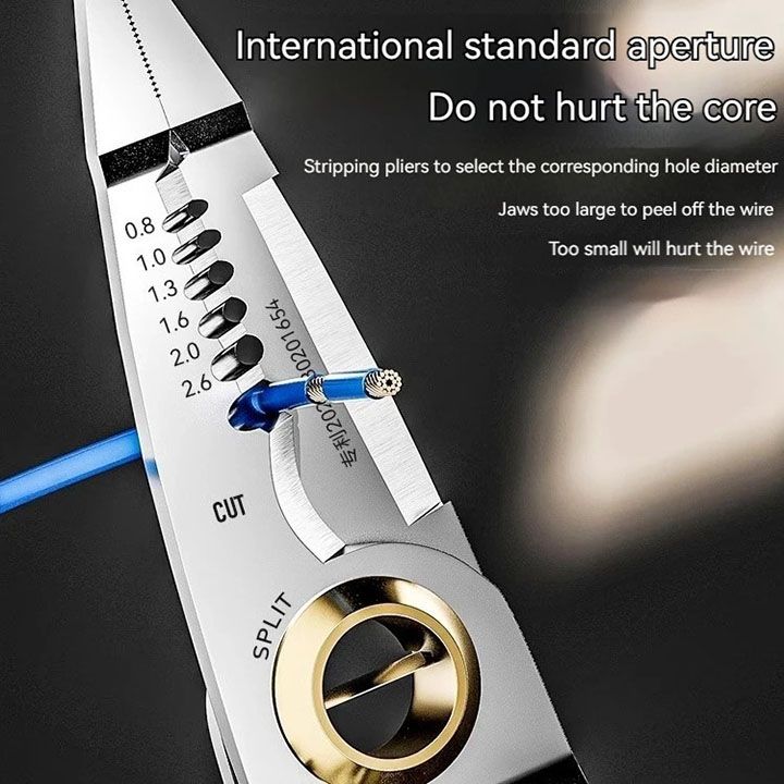 9 in 1 multifunctional electrician pliers 7-inch wire strippers Cable Stripping Crimping Striping External hex wrench Hand tools