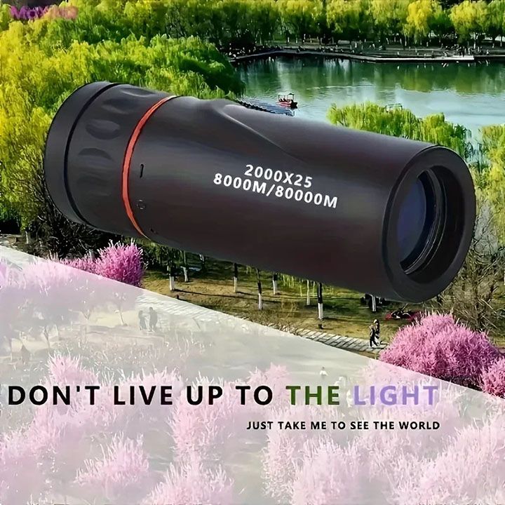 2000x25 HD Monocular Telescope: Mini Portable, with Mobile Phone Holder, for Outdoor Camping, Hunting & Birdwatching