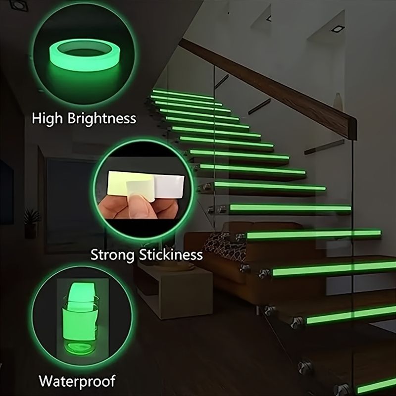 Of Glow-in-the-Dark Adhesive Tape - Neon Green , High-Visibility Reflective Safety Tape for Nighttime Use, Security, Home Decor, and Emergency Preparedness