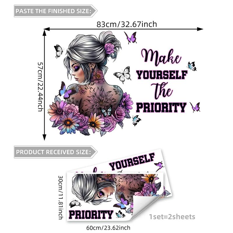 Character Wall Decals Flower Butterfly Stickers Self Adhesive Home Decor for Bedroom Living Room