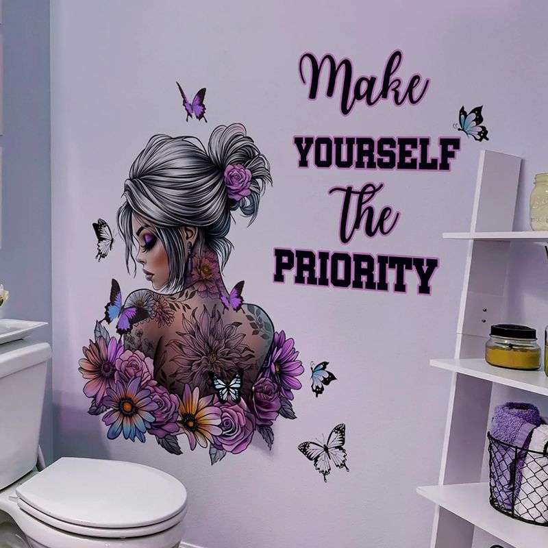 Character Wall Decals Flower Butterfly Stickers Self Adhesive Home Decor for Bedroom Living Room