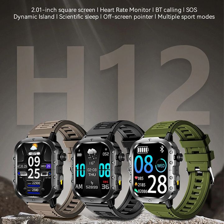 2026 New Smartwatches Military Outdoor Smart Watch Men's GPS Flashlight Voice Bluetooth Call 2.01"HD Touch Screen 3ATM Waterproof Sports Smartwatch GPS Tracking Smartwatch