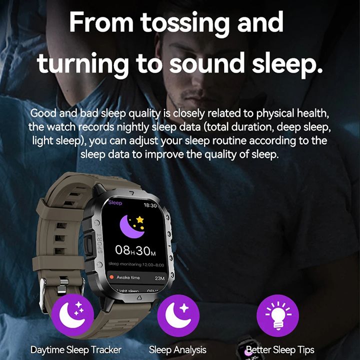 2026 New Smartwatches Military Outdoor Smart Watch Men's GPS Flashlight Voice Bluetooth Call 2.01"HD Touch Screen 3ATM Waterproof Sports Smartwatch GPS Tracking Smartwatch