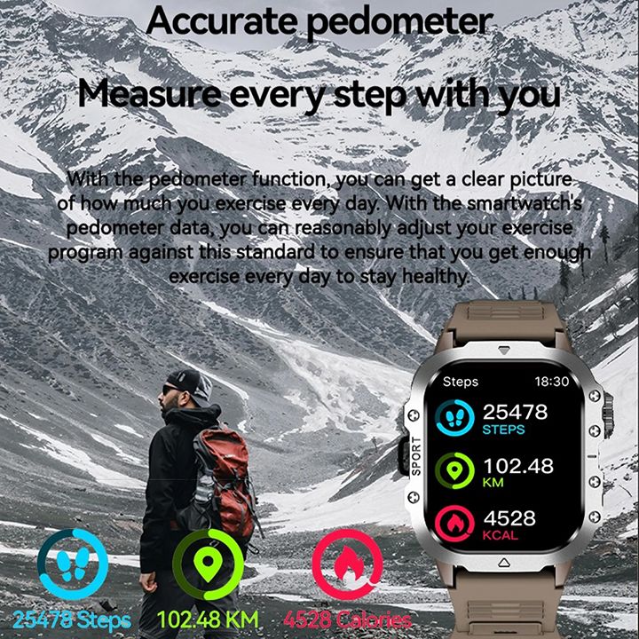 2026 New Smartwatches Military Outdoor Smart Watch Men's GPS Flashlight Voice Bluetooth Call 2.01"HD Touch Screen 3ATM Waterproof Sports Smartwatch GPS Tracking Smartwatch