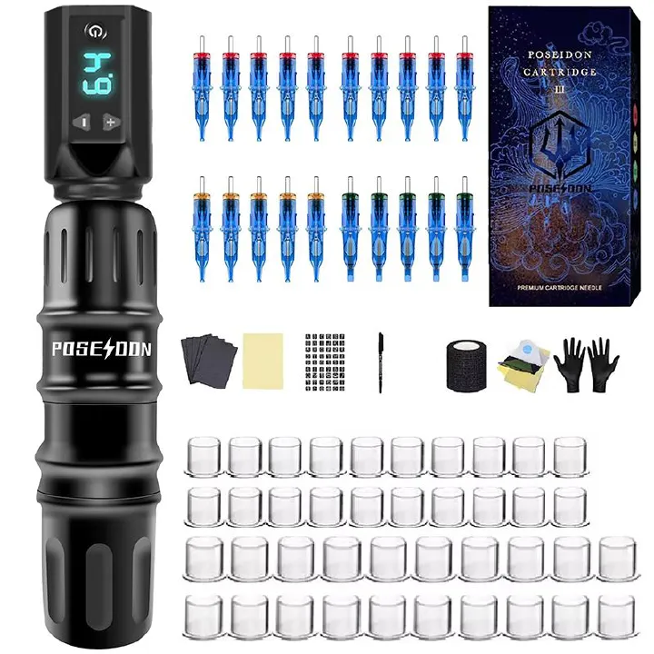 Wireless Tattoo Kit High Power Tattoo Pen Kit - Professional Tattoo Machine Kit - Rotary Machine for Lining, Shading & Practice - Complete Tattooing Supplies Set ﻿ For Permanent Makeup Tattoo Machine