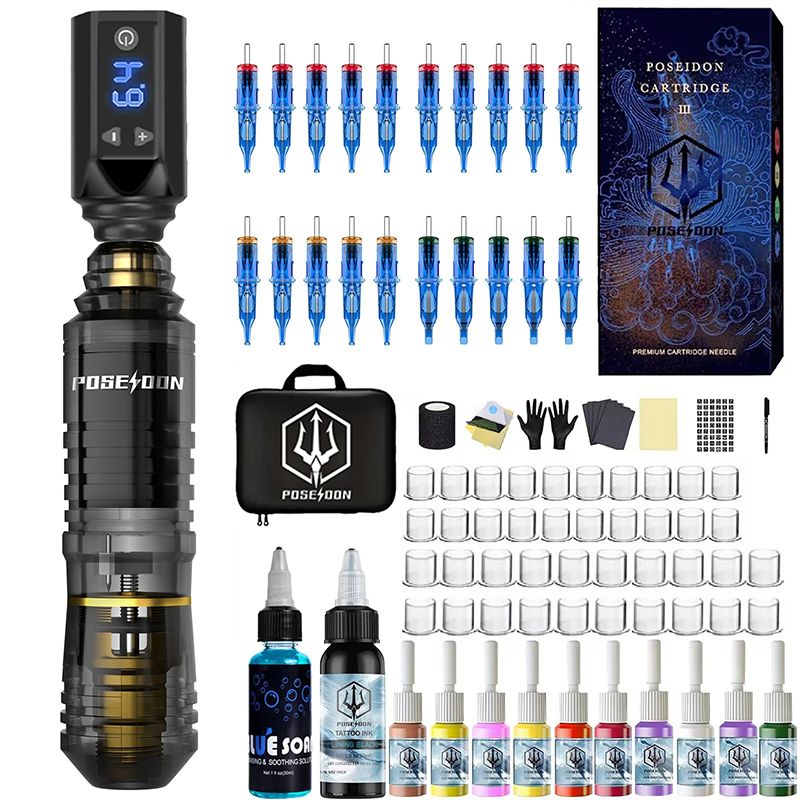 Wireless Tattoo Kit Transparent Tattoo Pen Kit – Rotary Tattoo Machine for Lining, Shading & Beginner Practice Permanent Makeup Tattoo Machine Kit Wireless Tattoo Power Supply Tattoo Gun