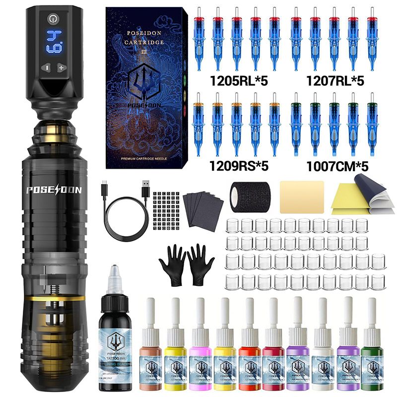 Wireless Tattoo Kit Transparent Tattoo Pen Kit – Rotary Tattoo Machine for Lining, Shading & Beginner Practice Permanent Makeup Tattoo Machine Kit Wireless Tattoo Power Supply Tattoo Gun