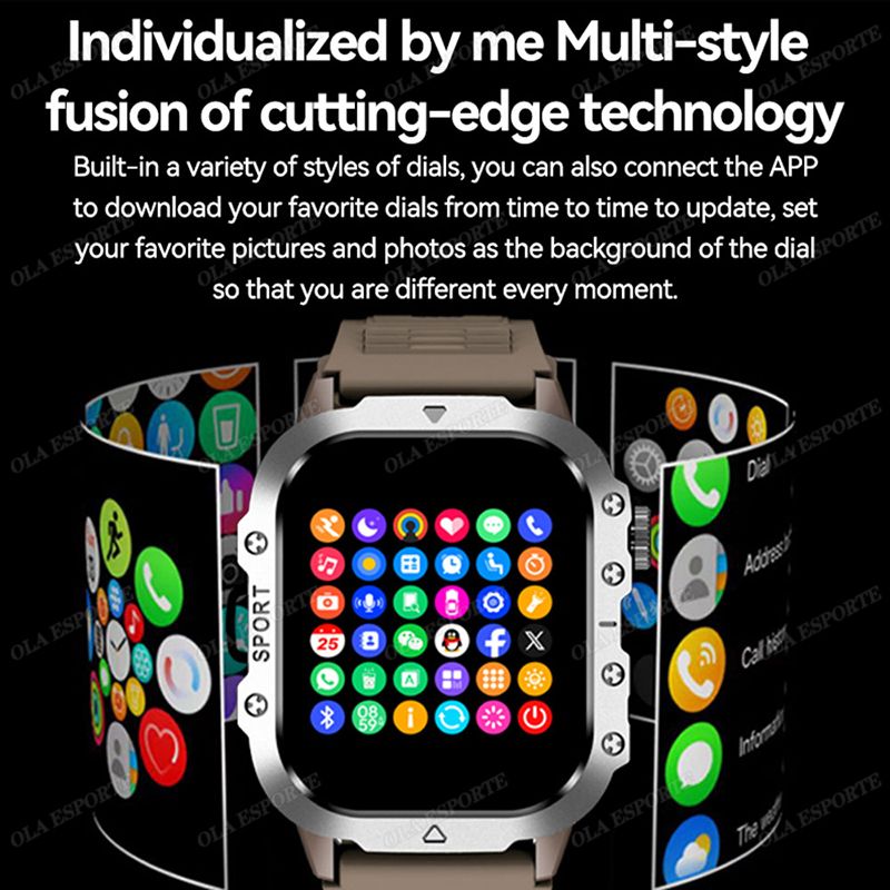 2026 New Smartwatches Military Outdoor Smart Watch Men's GPS Flashlight Voice Bluetooth Call 2.01"HD Touch Screen 3ATM Waterproof Sports Smartwatch GPS Tracking Smartwatch