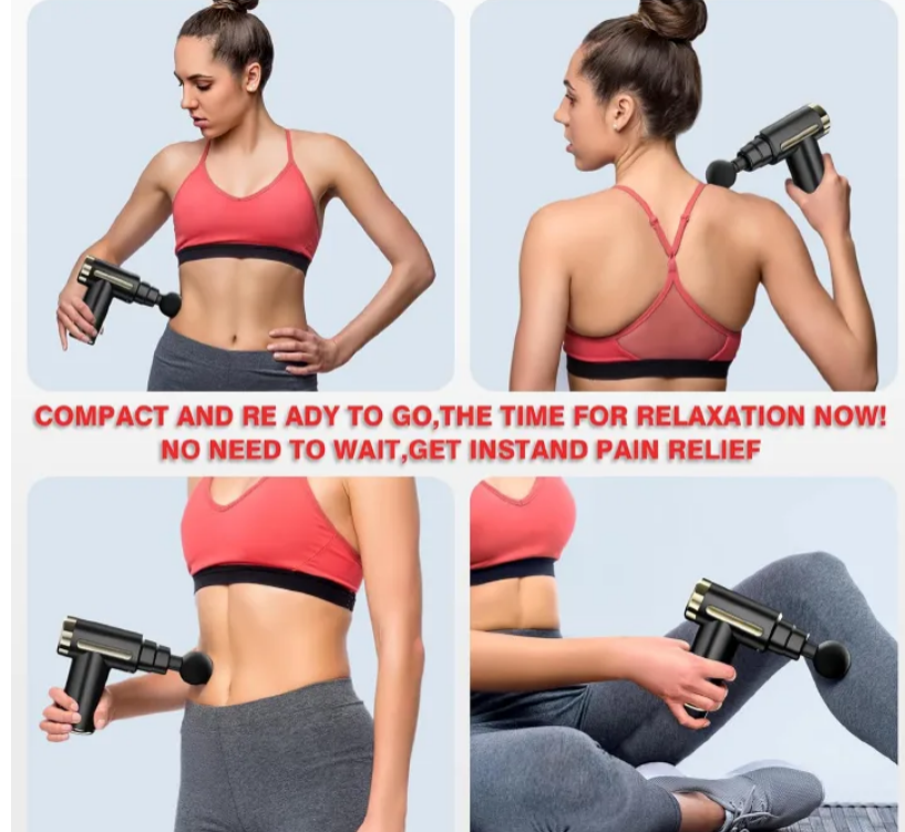 Muscle Massage Gun, Fascia Gun Mini Portable Electric Deep Tissue Percussion Massager for Pain Relief, 6 Speed Quiet Body  Muscle Massage Gun Handheld Muscle Massager for Athletes with 4 Massage Head
