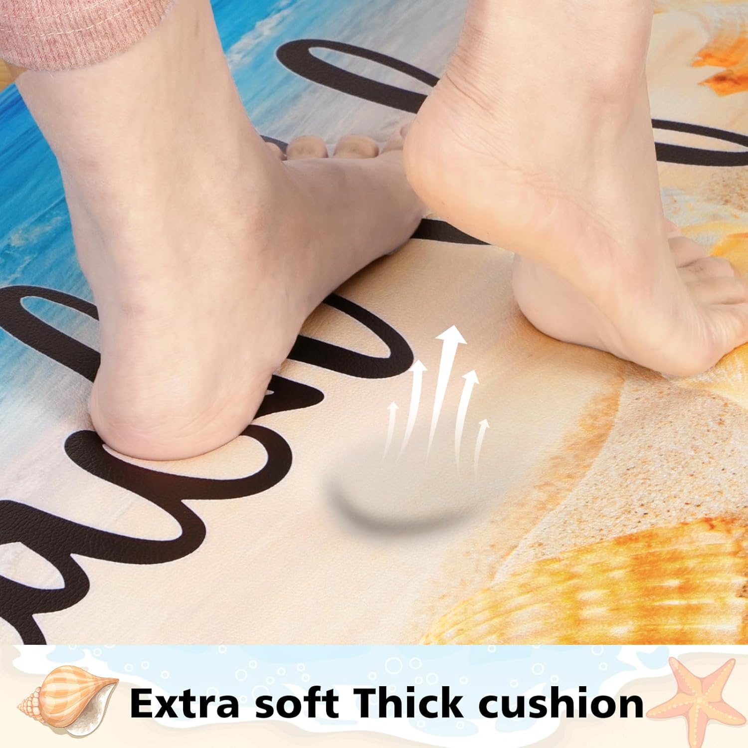 ﻿
2 PCS Kitchen Mat Cushioned  Non Slip Kitchen Mats and Rugs Waterproof Ocean Starfish Kitchen Mats Cushioned Anti Fatigue,  Kitchen Floor Mat Rug Non Slip  Kitchen, House