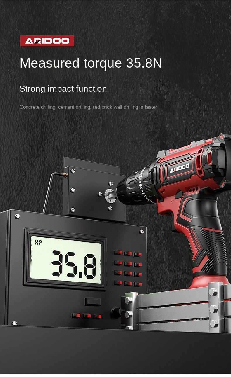 Electric Cordless Drill, 21V Impact Drill Driver Set 48pcs Accessories for Drilling Wood, Metal, Ceramics, Plastic EU plugEU plug