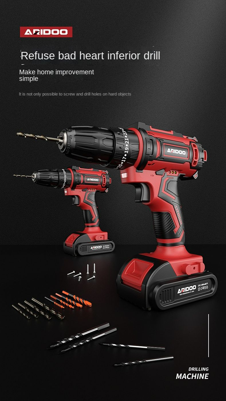 Electric Cordless Drill, 21V Impact Drill Driver Set 48pcs Accessories for Drilling Wood, Metal, Ceramics, Plastic EU plugEU plug