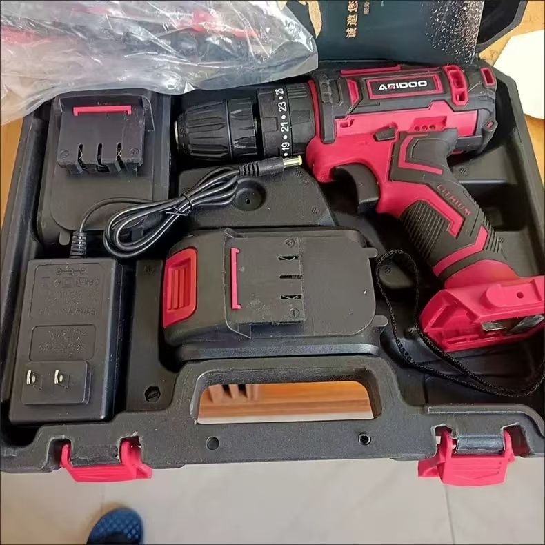 Electric Cordless Drill, 21V Impact Drill Driver Set 48pcs Accessories for Drilling Wood, Metal, Ceramics, Plastic EU plugEU plug