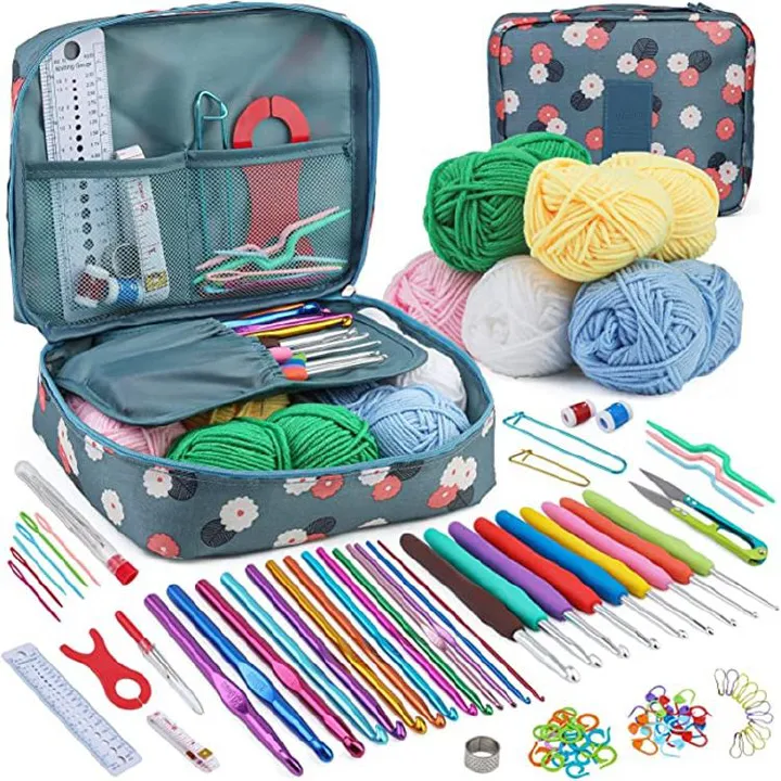 107pcs Wool Crochet Hooks Set Handmade Crafts Knitting Crochet Hooks Needle Yarn Wools Storage Bag DIY Sewing Accessories