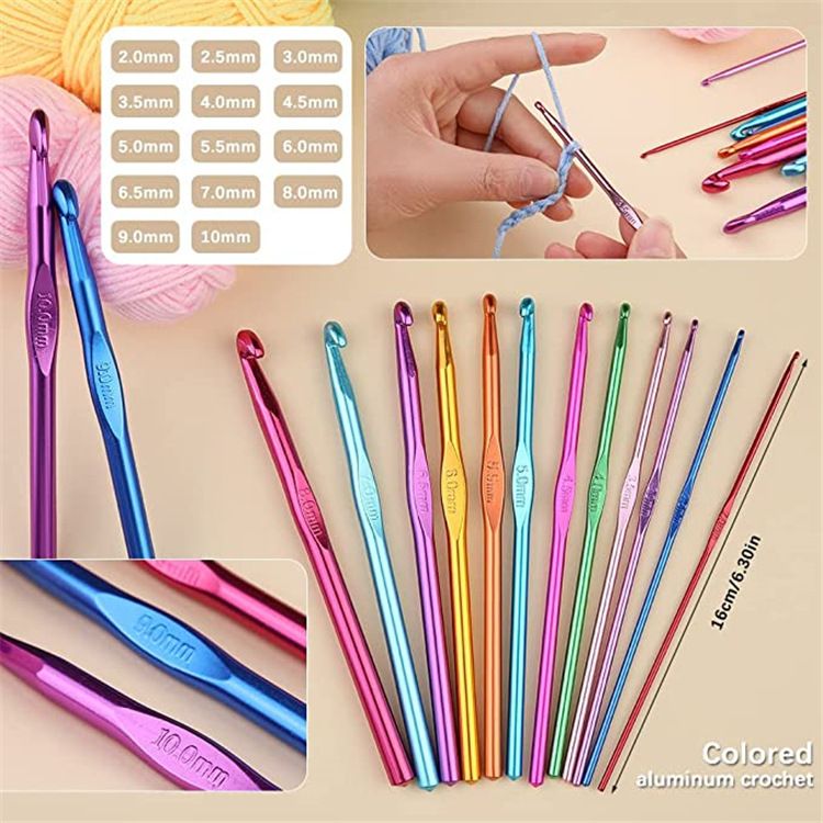 107pcs Wool Crochet Hooks Set Handmade Crafts Knitting Crochet Hooks Needle Yarn Wools Storage Bag DIY Sewing Accessories