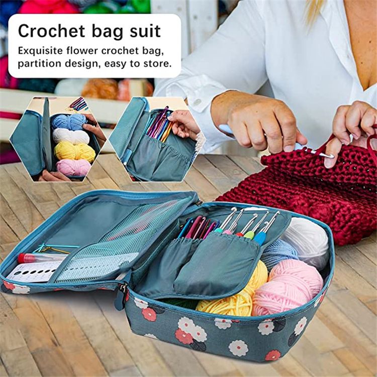 107pcs Wool Crochet Hooks Set Handmade Crafts Knitting Crochet Hooks Needle Yarn Wools Storage Bag DIY Sewing Accessories