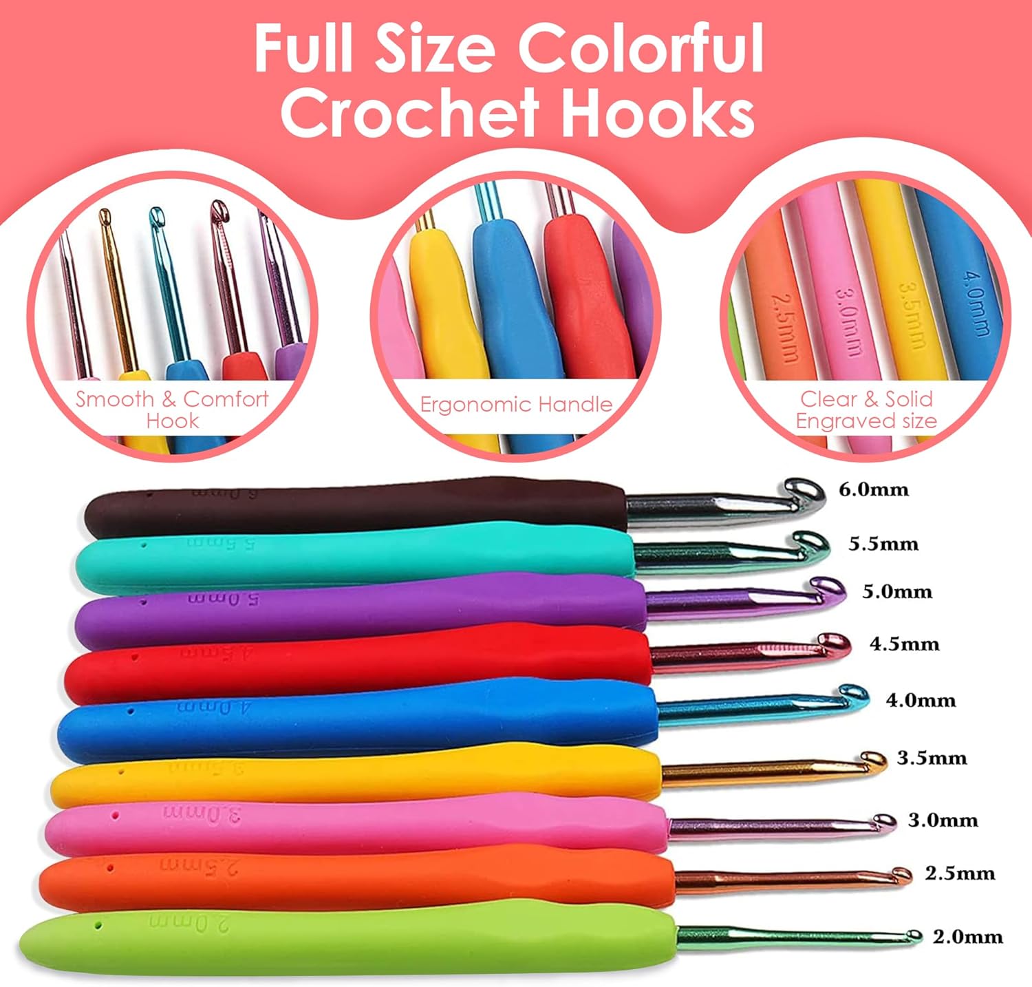 107pcs Wool Crochet Hooks Set Handmade Crafts Knitting Crochet Hooks Needle Yarn Wools Storage Bag DIY Sewing Accessories