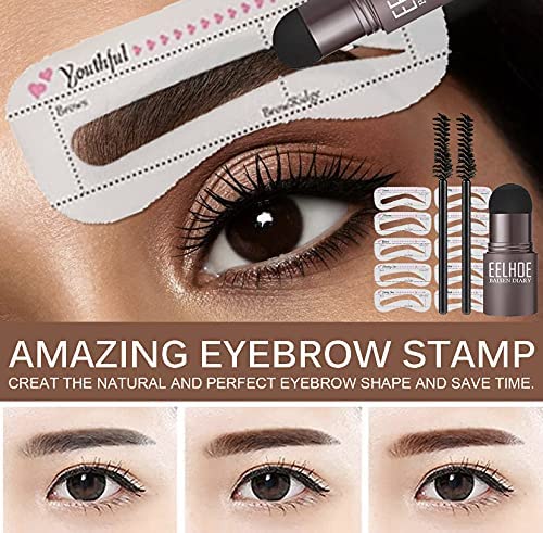Eyebrow Stamp Stencil Kit - 10PCS One Step Eyebrow Shaping Kit, 2 Brushes, Professional Brow Powder Waterproof Long-Lasting Professional Makeup