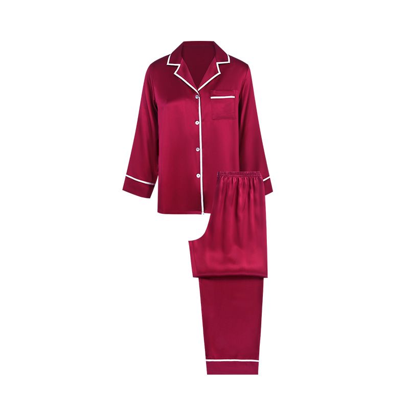 Women's Silk Satin Pajamas Set Long Sleeve Sleepwear Soft Pjs Set Two Piece Button Down Loungewear Pj Set