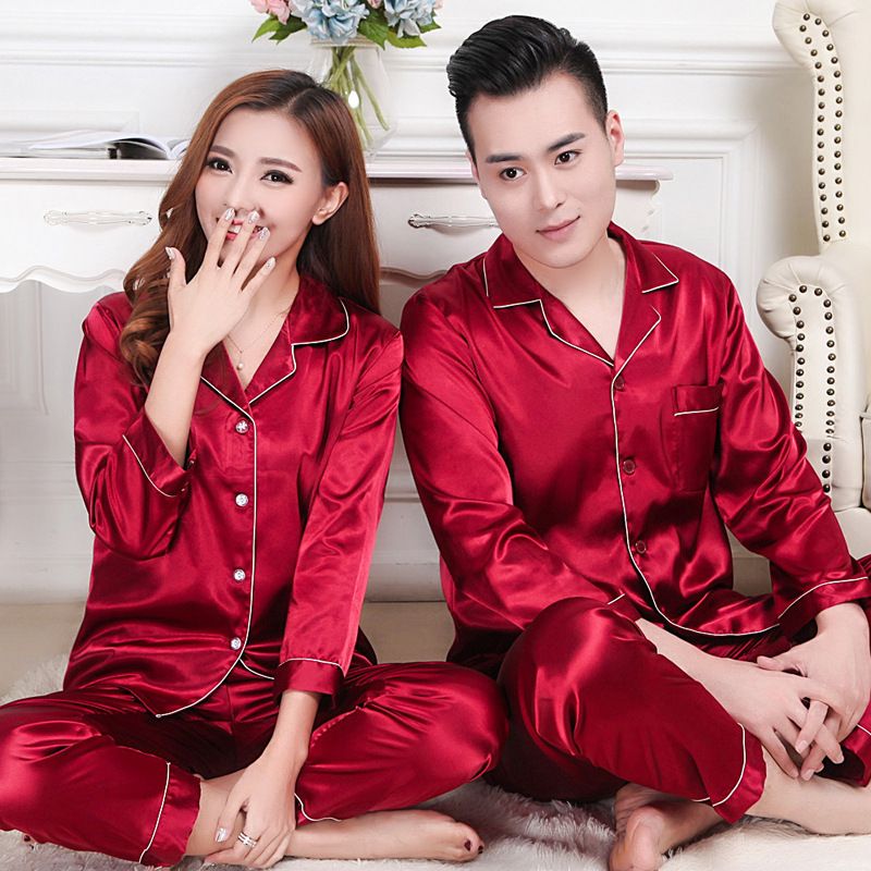 Women's Silk Satin Pajamas Set Long Sleeve Sleepwear Soft Pjs Set Two Piece Button Down Loungewear Pj Set