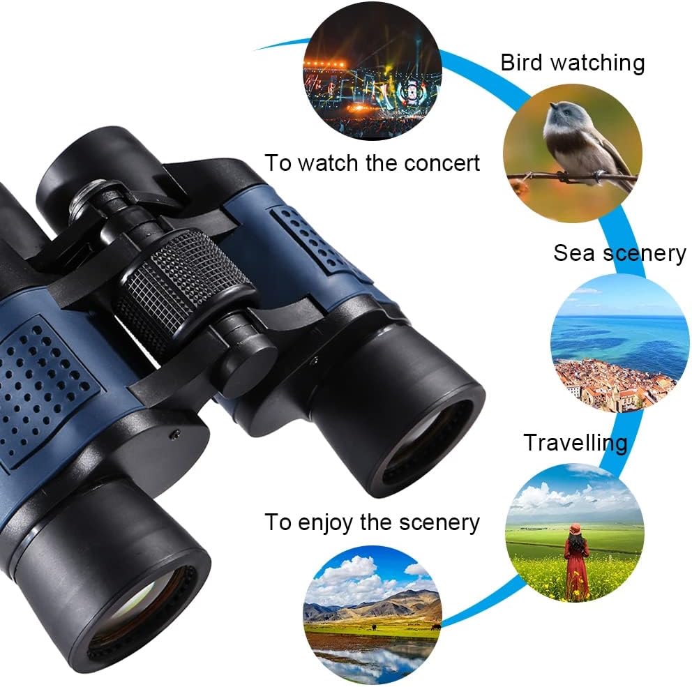 60X60 Binoculars for Adults with Low Light Night Vision, Professional Waterproof High Power Optical Telescope for Stargazing Bird Watching Concerts Football Sightseeing Hunting