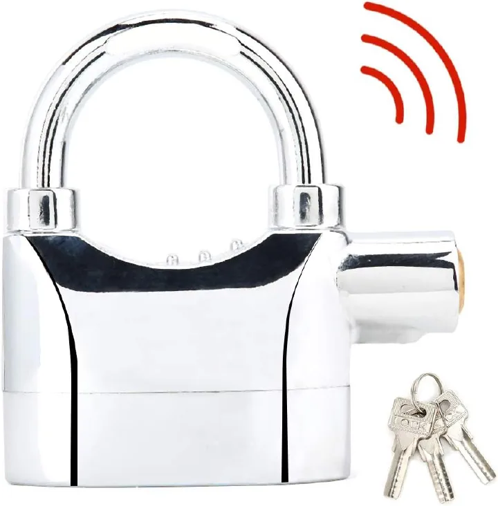 Alarm Lock, Universal Security Anti-Theft Padlock 110db Waterproof Siren Alarm Lock Aluminum Alloy Keyed Padlock for Motorcycle Door Window