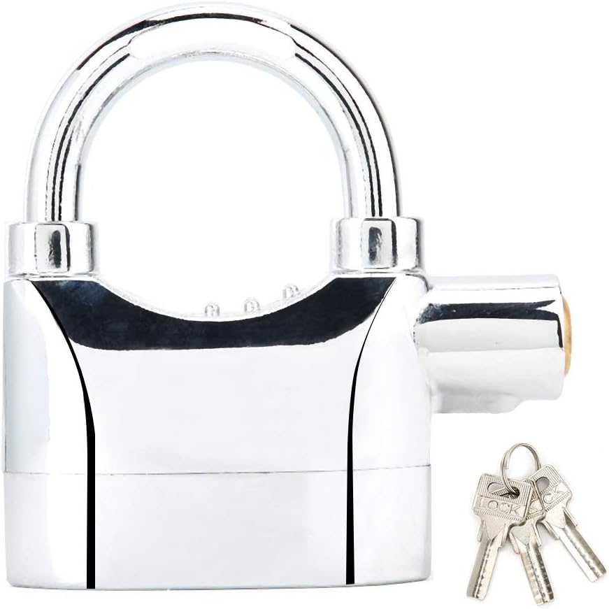 Alarm Lock, Universal Security Anti-Theft Padlock 110db Waterproof Siren Alarm Lock Aluminum Alloy Keyed Padlock for Motorcycle Door Window
