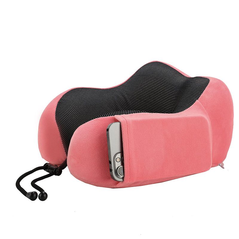 Travel Pillow, Best Memory Foam Neck Pillow and Head Support Soft Pillow with Side Storage Bags, for Sleep Rest, Airplane, Car, Family and Travel Use