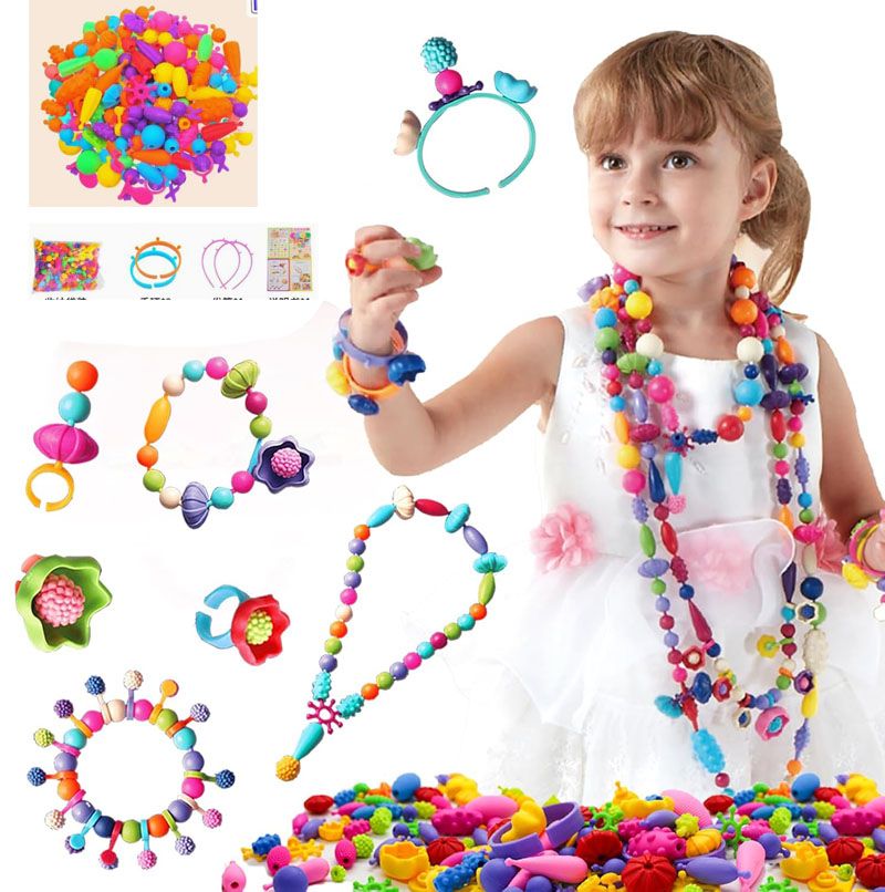 Beads Jewelry Making Kit for Girls,108 Piece Set for Girls Ages 3 and Up,Colorful Snap Beads,Bracelet,Necklaces