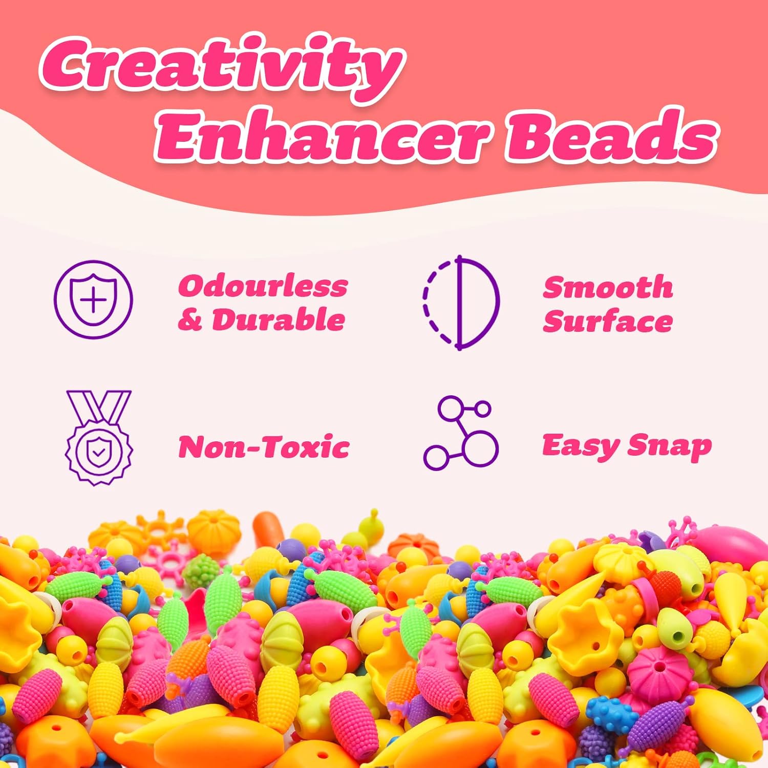 Beads Jewelry Making Kit for Girls,108 Piece Set for Girls Ages 3 and Up,Colorful Snap Beads,Bracelet,Necklaces