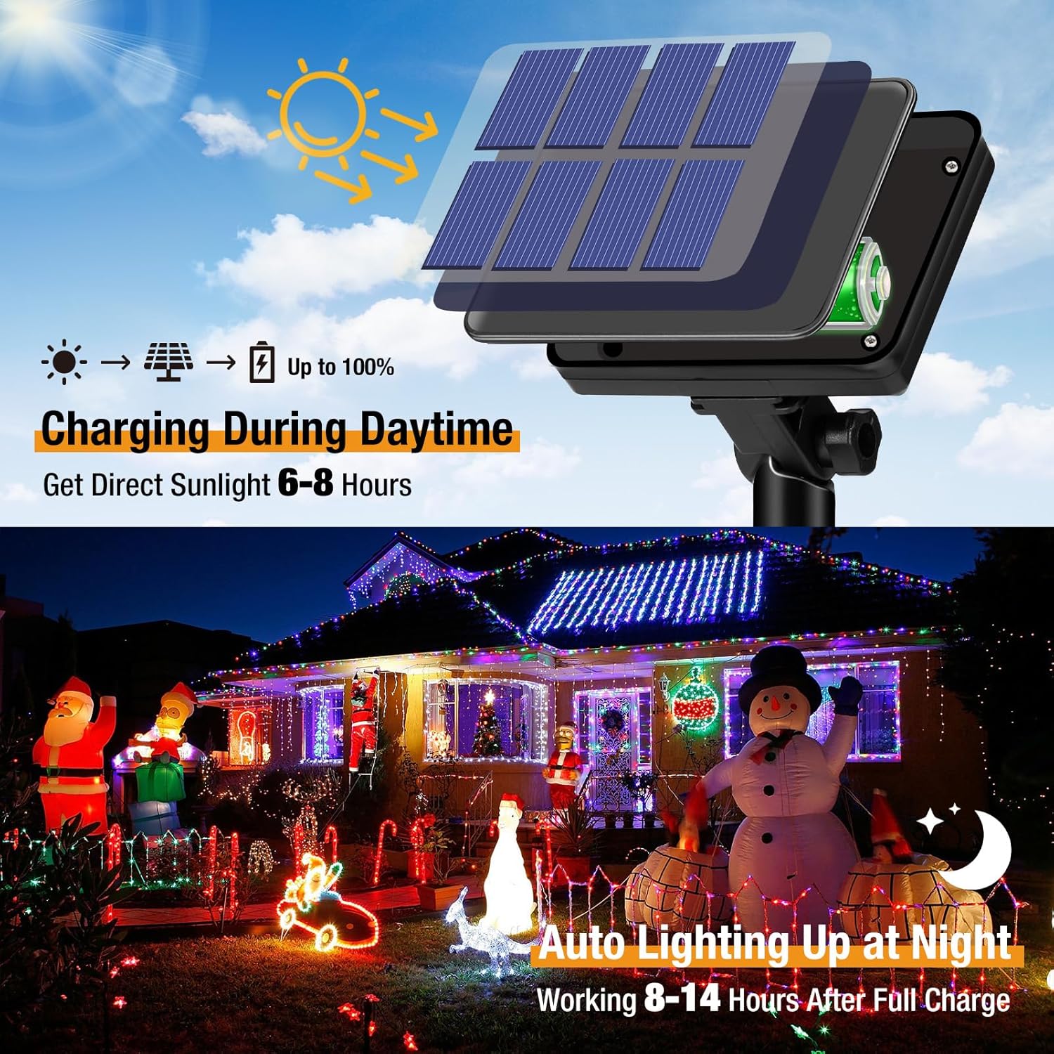 Solar String Lights Outdoor - 300LED Solar Fairy Lights Waterproof 8 Modes, Copper Wire Solar Powered Twinkle Lights for Outside Tree Garden Christmas Wedding Party Decor