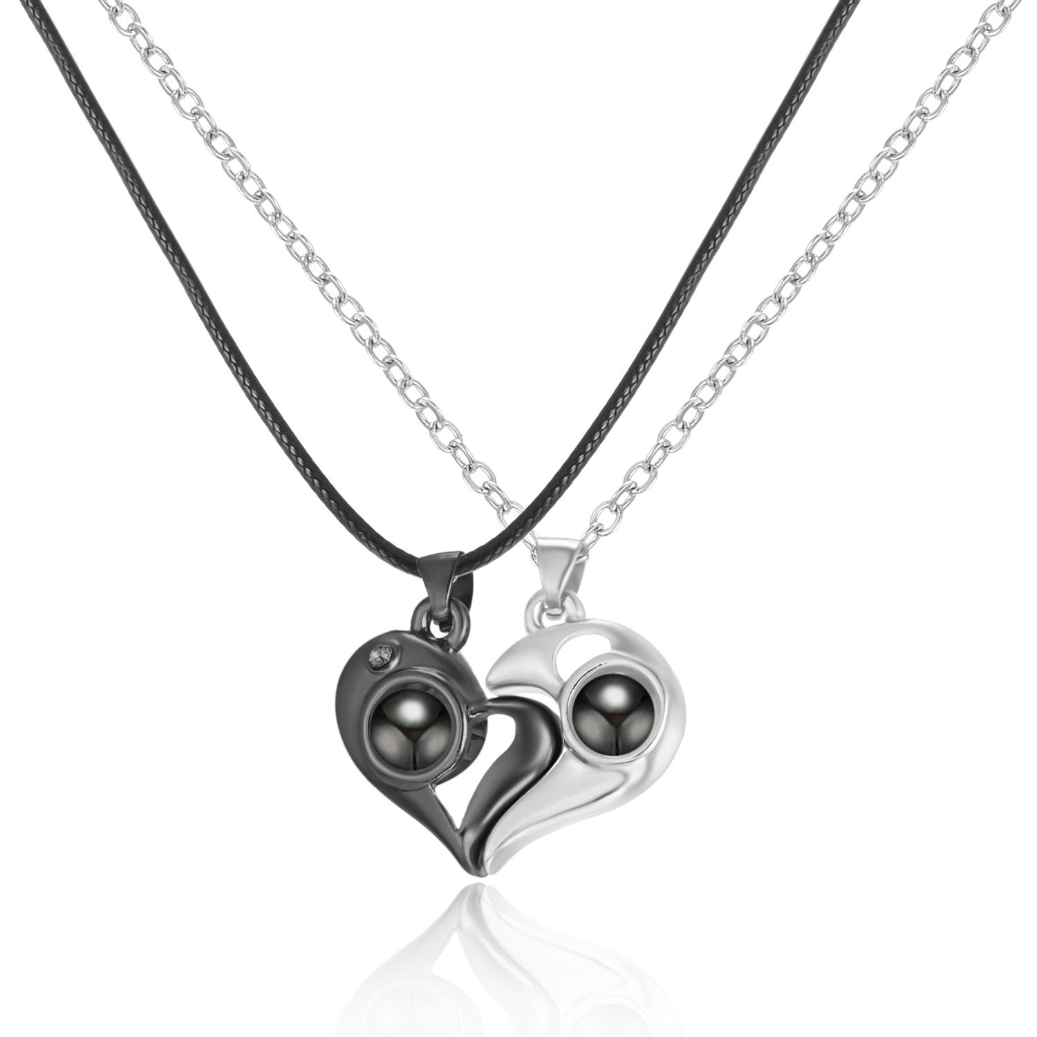Mens Womens Couple Necklace Pendant Love Heart CZ Puzzle Matching Pendant Necklace Lovers Couples Jewelry Valentine's Gift，Fashion Couple Necklace Jewelry Unisex Lovers Couples Necklaces & Pendants