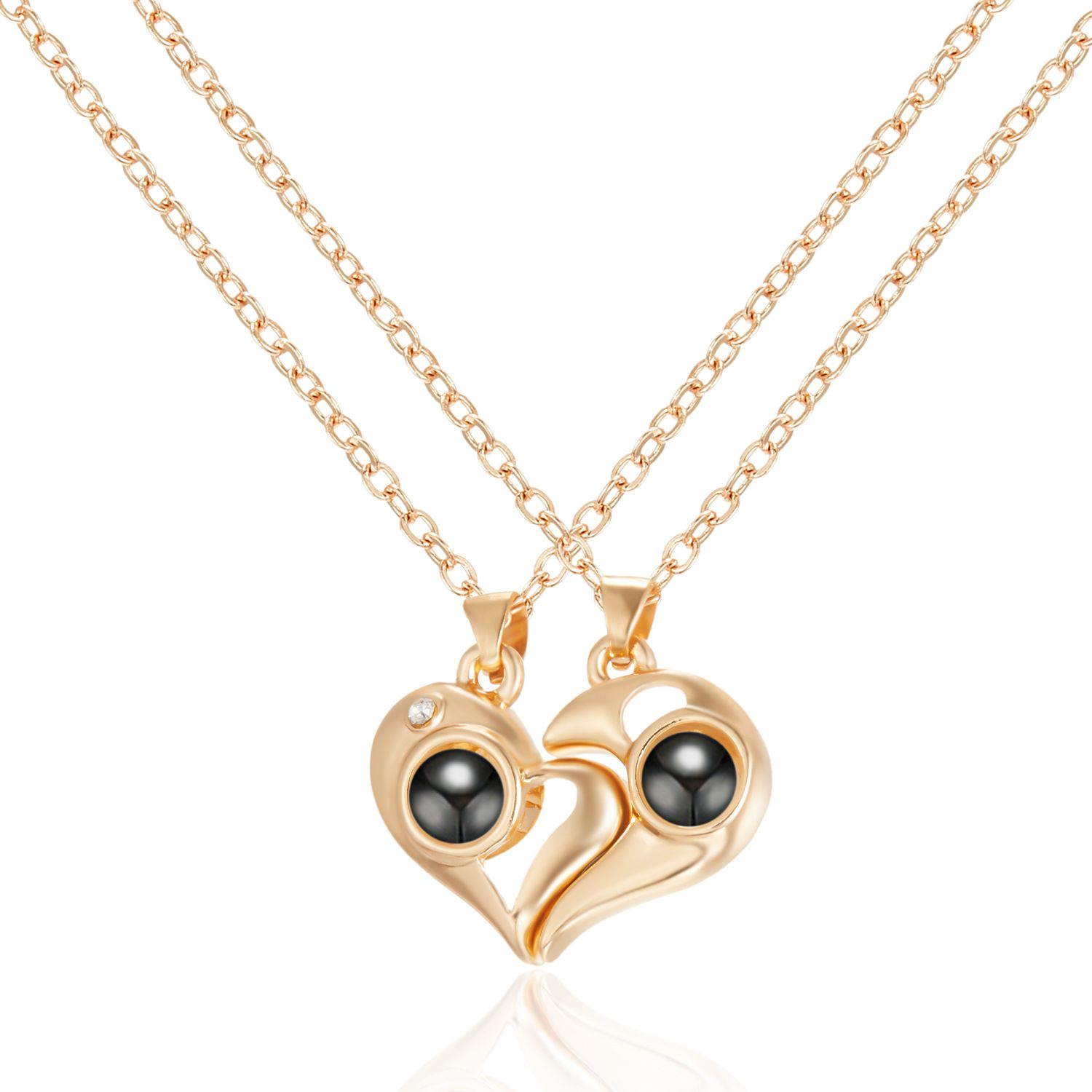 Mens Womens Couple Necklace Pendant Love Heart CZ Puzzle Matching Pendant Necklace Lovers Couples Jewelry Valentine's Gift，Fashion Couple Necklace Jewelry Unisex Lovers Couples Necklaces & Pendants