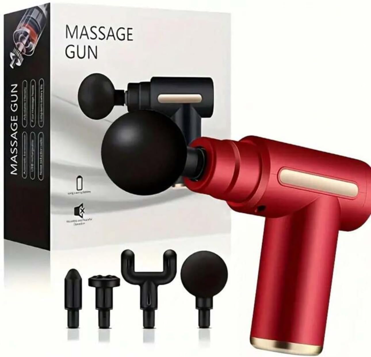 Mini Massage Gun, Powerful Fascial Gun Portable Deep Tissue Percussion Muscle Back Head Massager for Pain Relief with 4 Massage Heads High-Intensity Vibration Rechargeable Small Massage Gun