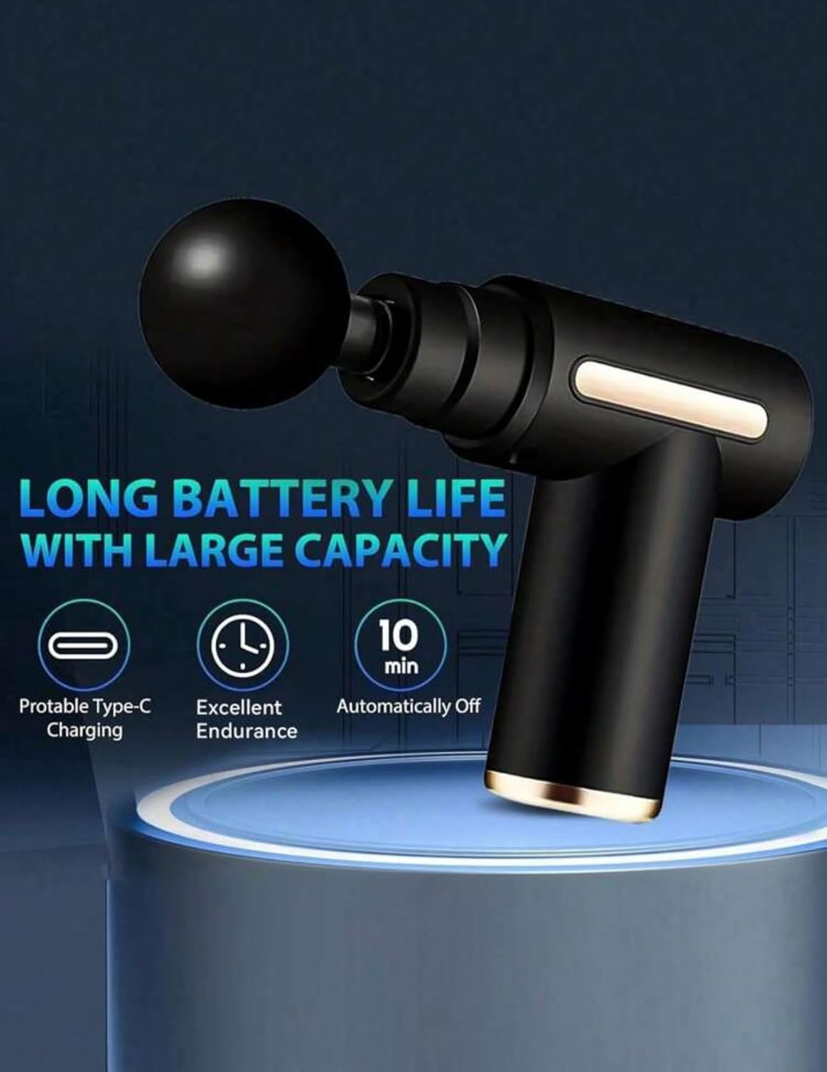 Mini Massage Gun, Powerful Fascial Gun Portable Deep Tissue Percussion Muscle Back Head Massager for Pain Relief with 4 Massage Heads High-Intensity Vibration Rechargeable Small Massage Gun