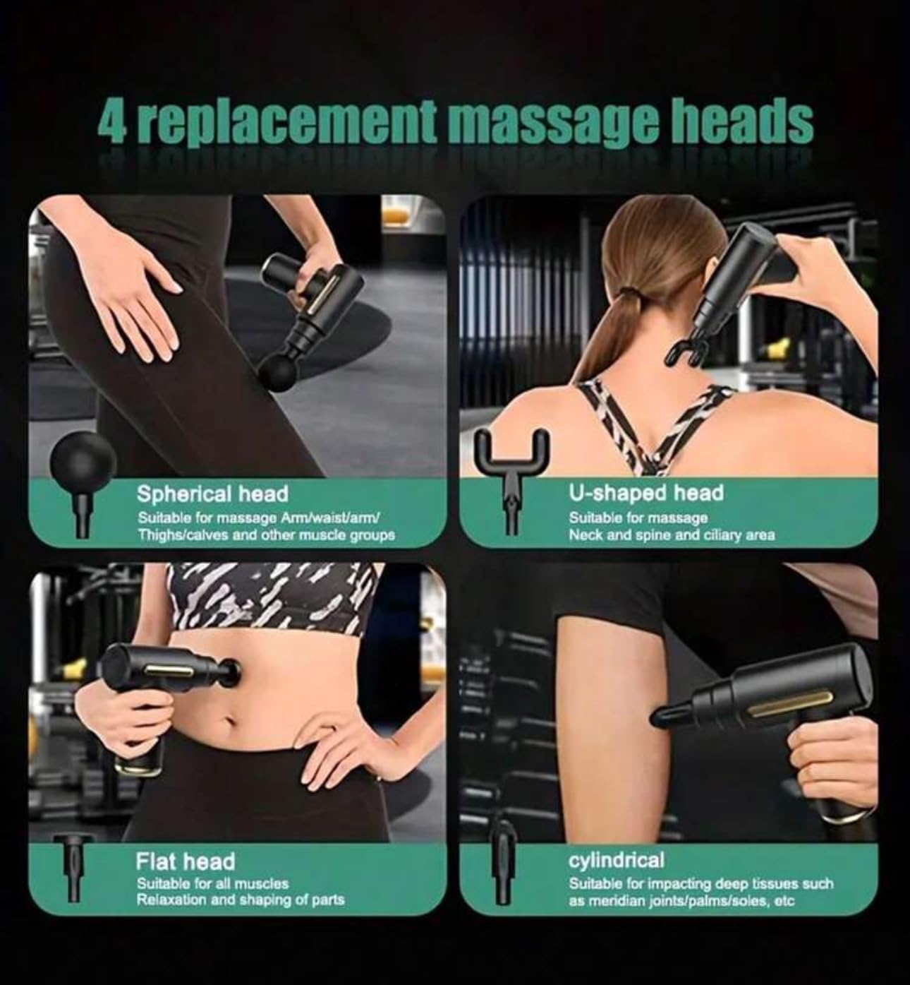 Mini Massage Gun, Powerful Fascial Gun Portable Deep Tissue Percussion Muscle Back Head Massager for Pain Relief with 4 Massage Heads High-Intensity Vibration Rechargeable Small Massage Gun