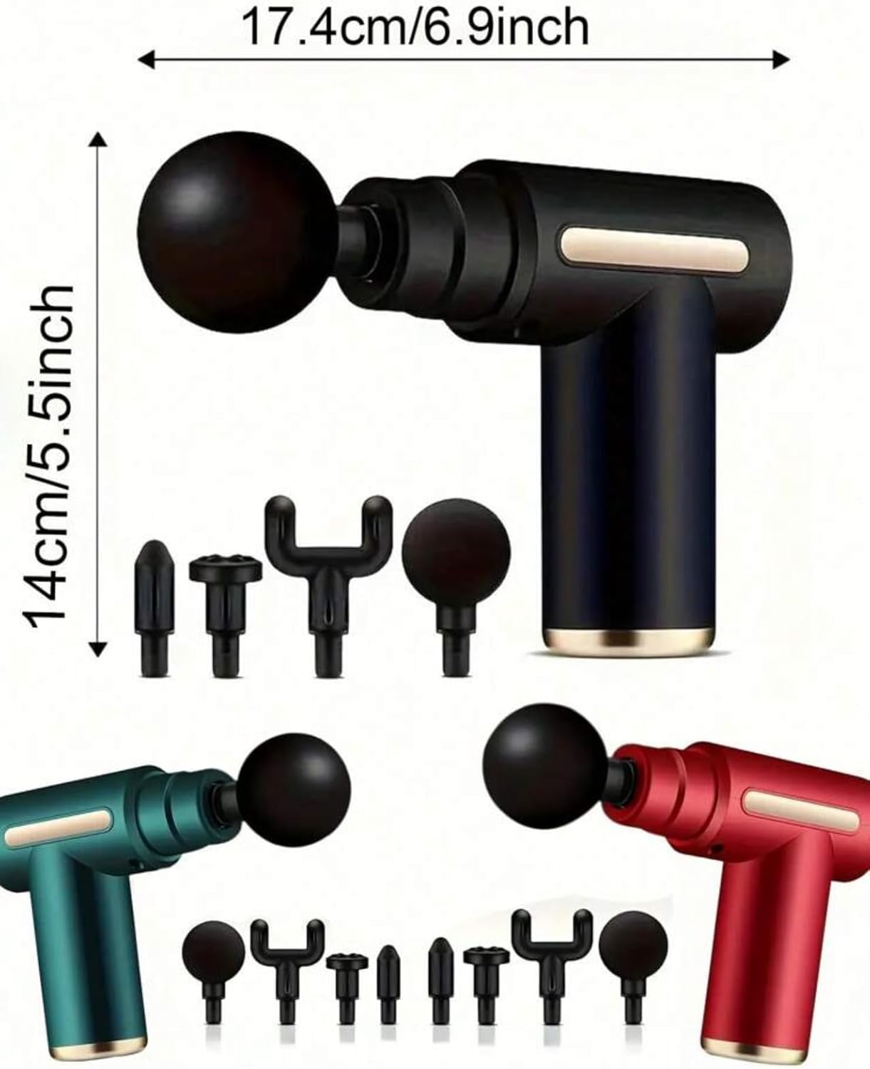Mini Massage Gun, Powerful Fascial Gun Portable Deep Tissue Percussion Muscle Back Head Massager for Pain Relief with 4 Massage Heads High-Intensity Vibration Rechargeable Small Massage Gun