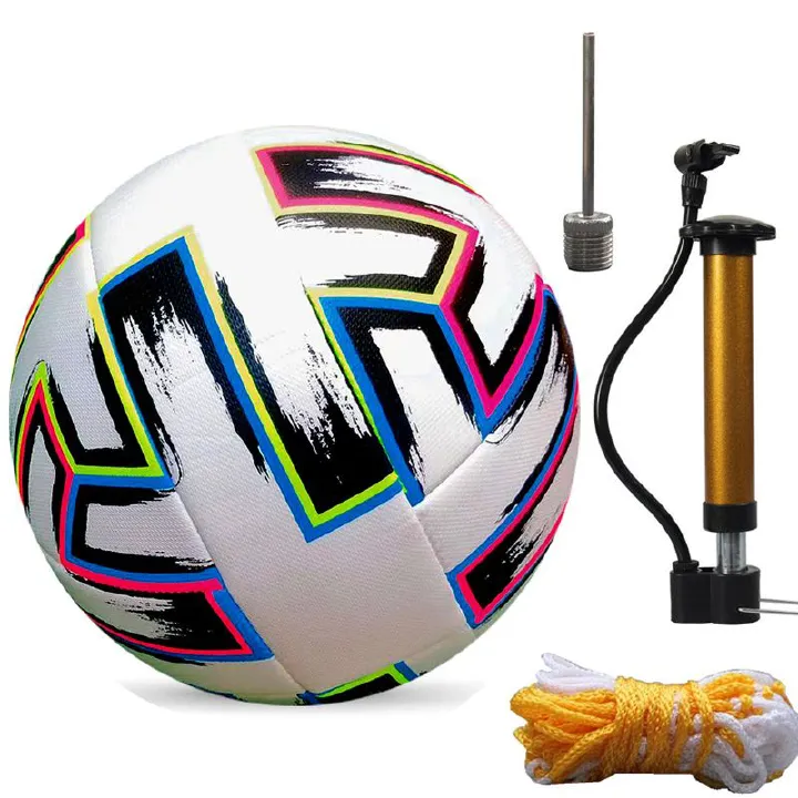 Football Soccer Ball Size 5 for All Age Indoor Outdoor Practicing, PU Official Size Soccer Ball, Soccer Gift for Boys Girls Youth Adults College Team, Ideal with Pump and Carry Net