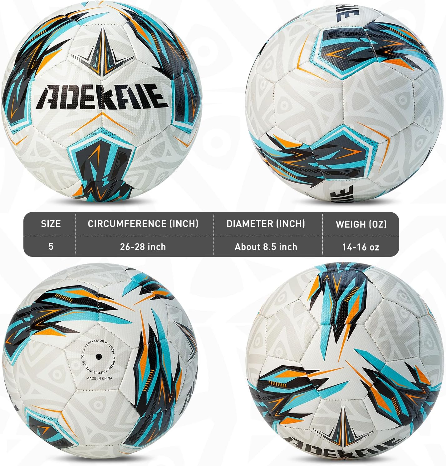 Football Soccer Ball Size 5 for All Age Indoor Outdoor Practicing, PU Official Size Soccer Ball, Soccer Gift for Boys Girls Youth Adults College Team, Ideal with Pump and Carry Net